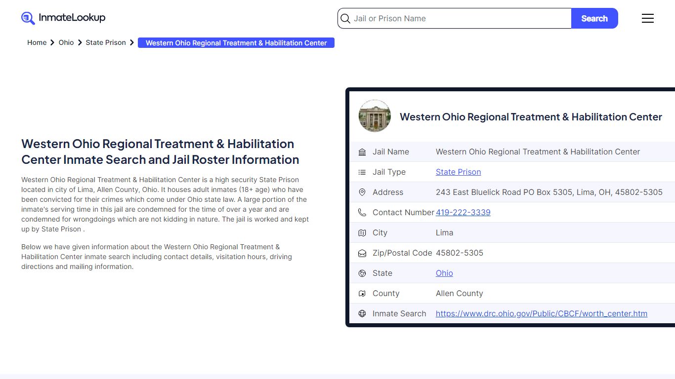 Western Ohio Regional Treatment & Habilitation Center Inmate Search ...